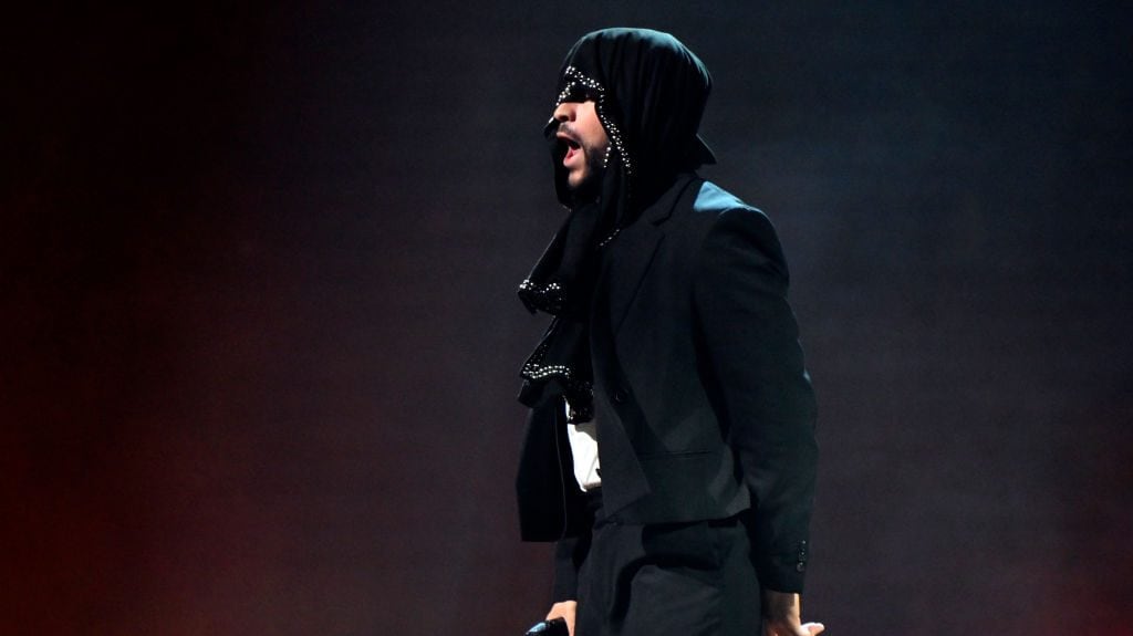 Bad Bunny performs during a stop of the Most Wanted Tour at T-Mobile Arena on February 23, 2024 in Las Vegas, Nevada. David Becker/Getty Images
