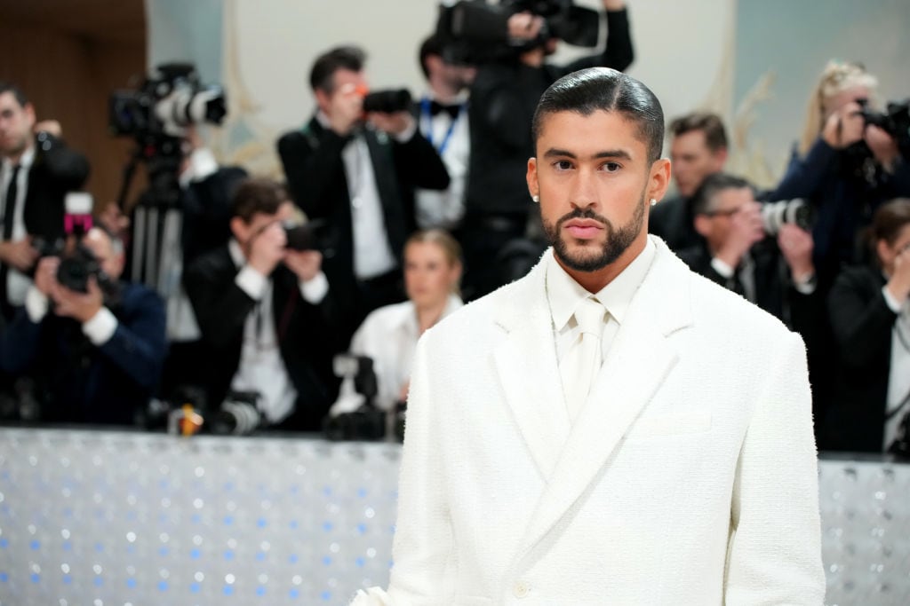 Bad Bunny attends the 2023 Met Gala Celebrating «Karl Lagerfeld: A Line Of Beauty» at Metropolitan Museum of Art on May 01, 2023 in New York City. Jeff Kravitz/FilmMagic