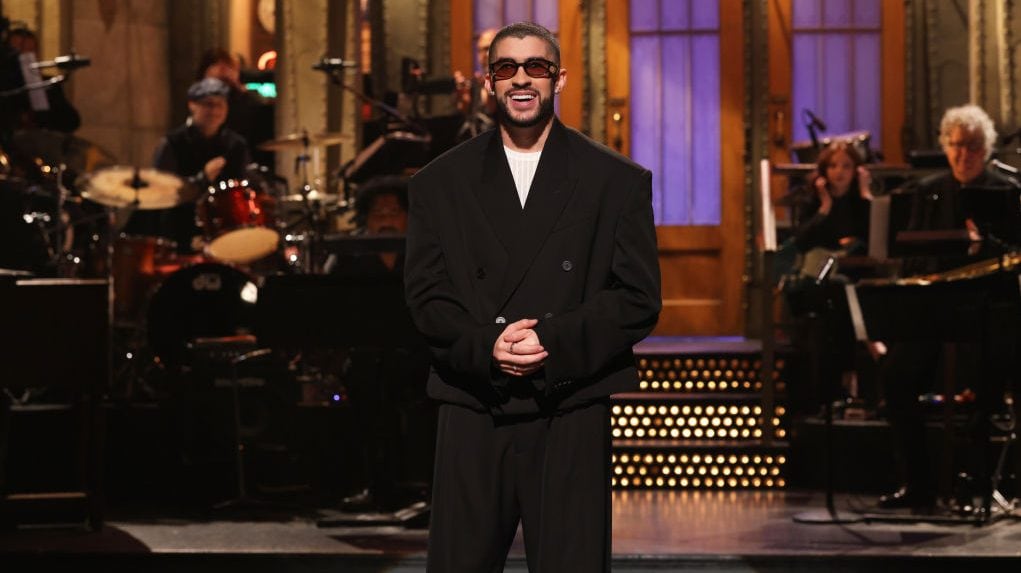 Host Bad Bunny during the Monologue on Saturday, October 21, 2023. Will Heath/NBC via Getty Images