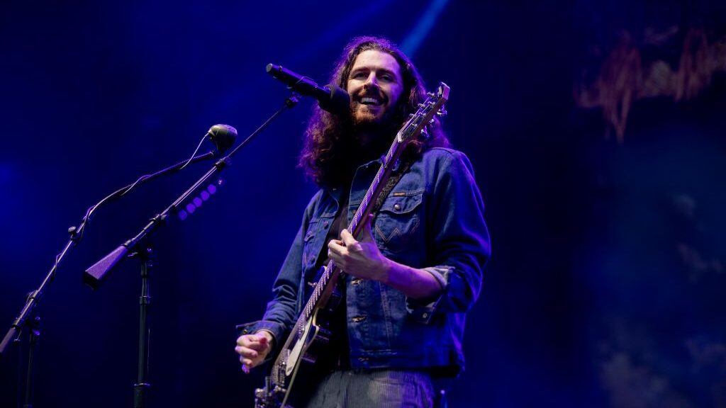Hozier performs at Cardiff Castle on July 06, 2023 in Cardiff, Wales. (Mike Lewis Photography/Getty Images)