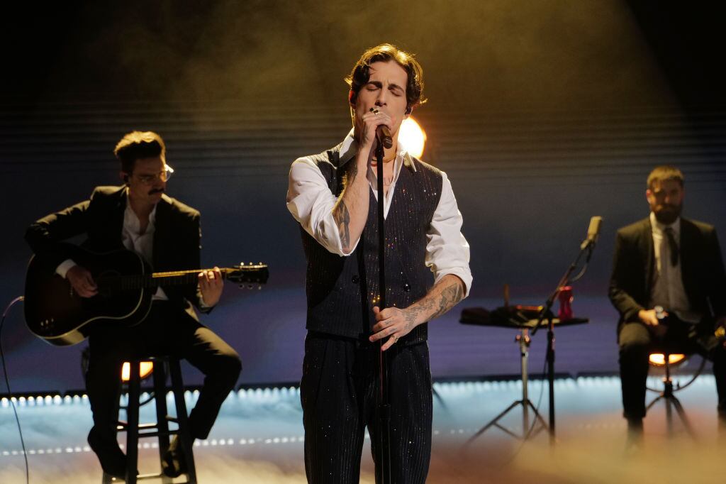 Damiano David actuando en el show de Jimmy Kimmel. Randy Holmes/Disney via Getty Images