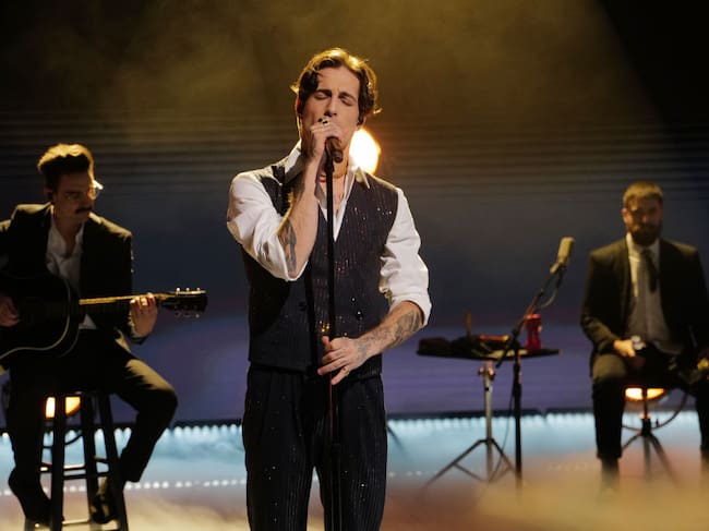 Damiano David actuando en el show de Jimmy Kimmel. Randy Holmes/Disney via Getty Images
