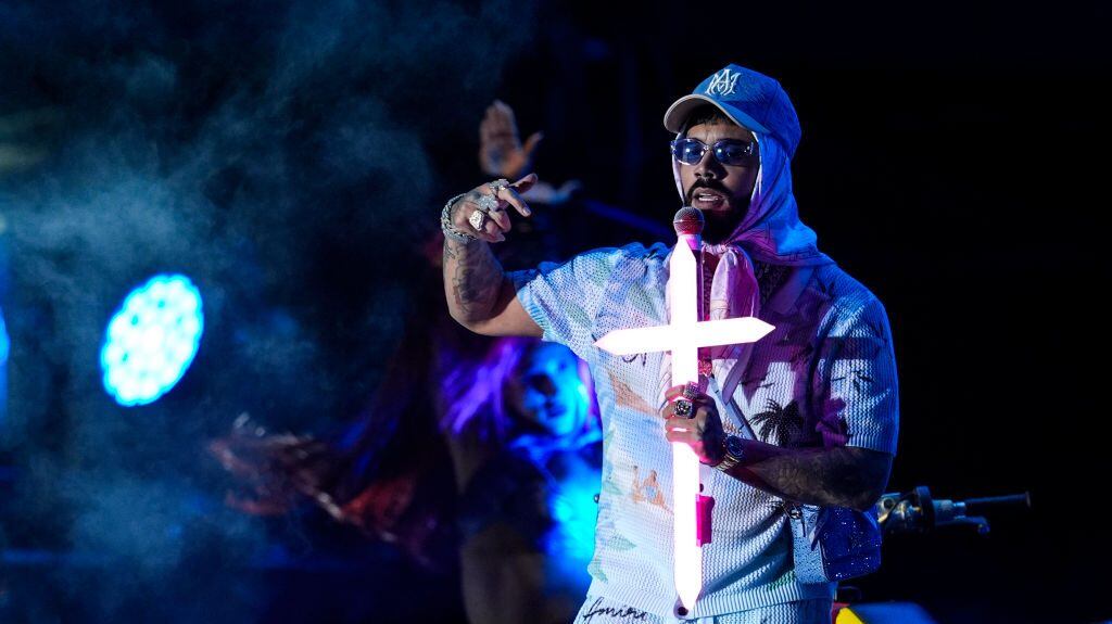 Puerto Rican singer, Anuel AA, on stage at the Puro Latino Fest Sevilla 2024, on July 5, 2024 in Seville (Andalusia, Spain). The new edition of Puro Latino Sevilla Fest, will be held on July 4, 5 and 6 in the Andalusian capital. Joaquin Corchero/Europa Press via Getty Images