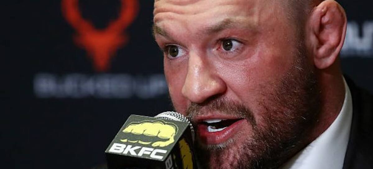 MIAMI, FLORIDA - MARCH 27: Conor McGregor interacts with media after BKFC 70 Hollywood at Hard Rock Live in Seminole Hard Rock Hotel & Casino on March 27, 2025 in Hollywood, Florida. (Photo by Leonardo Fernandez/Getty Images)