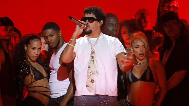 Bad Bunny performs onstage at the 2025 iHeartRadio Music Awards at Dolby Theatre in Los Angeles, California on March 17, 2025. Broadcasted live on FOX. Kevin Mazur/Getty Images for iHeartRadio