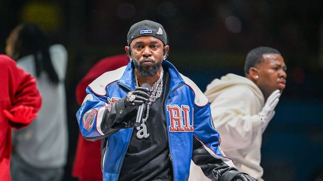 Kendrick Lamar performs in the halftime show during Super Bowl LIX on Sunday, Feb. 9, 2025, in New Orleans. Emily Curiel/The Kansas City Star/Tribune News Service via Getty Images