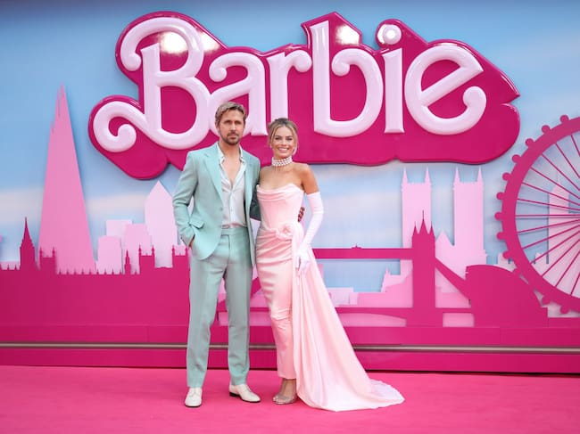 Ryan Gosling and Margot Robbie at the «Barbie» European Premiere in London. Mike Marsland/Getty.