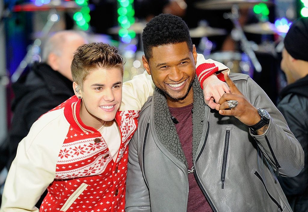 Justin Bieber and Usher perform on NBC’s ‘Today’ in the TODAY Plaza on November 23, 2011 in New York City. Andrew H. Walker/Getty Images.