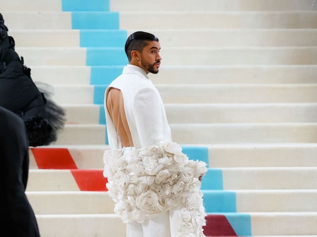 Bad Bunny is seen attending The 2023 Met Gala Celebrating ‘Karl Lagerfeld: A Line Of Beauty’ at The Metropolitan Museum of Art on May 01, 2023 in New York City. Jason Howard/Bauer-Griffin/GC Images