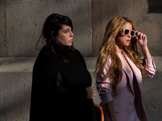 Shakira (R) leaves the High Court of Justice of Catalonia after attending her trial on tax fraud, in Barcelona, Spain on November 20, 2023. Adria Puig/Anadolu via Getty Images
