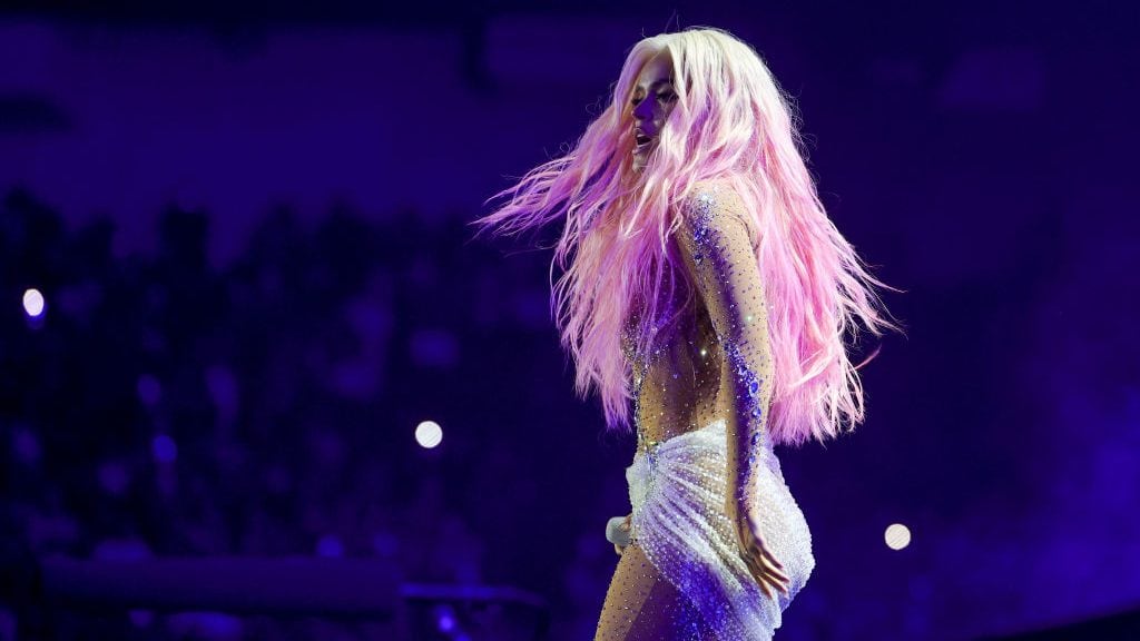 Karol G performs during the first show of her Mañana Será Bonito tour at Allegiant Stadium on August 10, 2023 in Las Vegas, Nevada. Ethan Miller/Getty Images