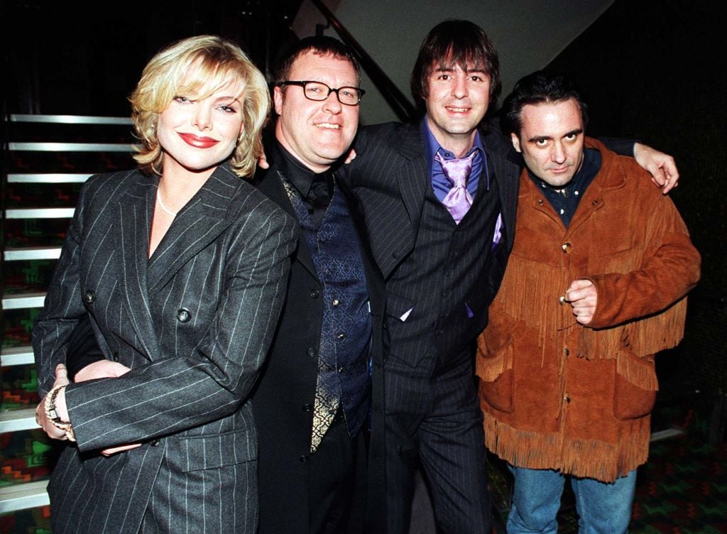 Up ‘N’ Under stars (from left) Samantha Janus, Gary Olsen, Neil Morrissey and Tony Slattery at the Odeon in London’s Leicester Square for the world premiere of the movie which is to open throughout the UK. Neil Munns – PA Images/PA Images via Getty Images)