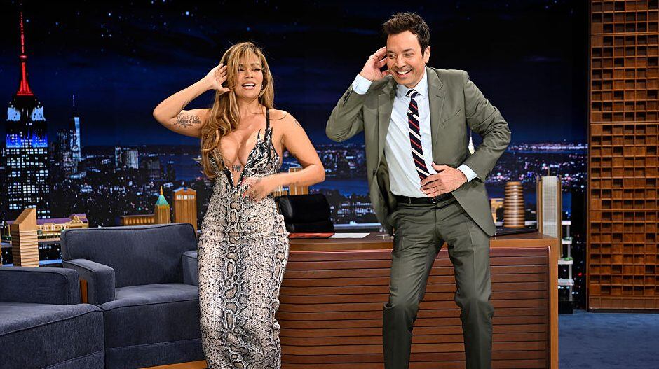 Karol G during an interview at The Tonight Show with host Jimmy Fallon on Thursday, June 26, 2025. Todd Owyoung / NBC via Getty Images