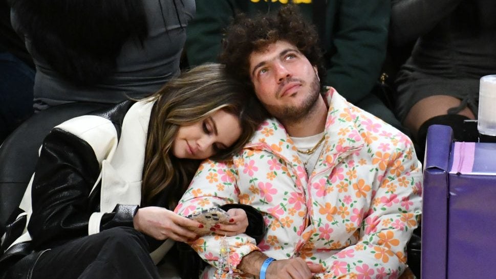 Selena Gomez and Benny Blanco attend a basketball game between the Los Angeles Lakers and the Miami Heat at Crypto.com Arena on January 03, 2024 in Los Angeles, California. Allen Berezovsky/Getty Images