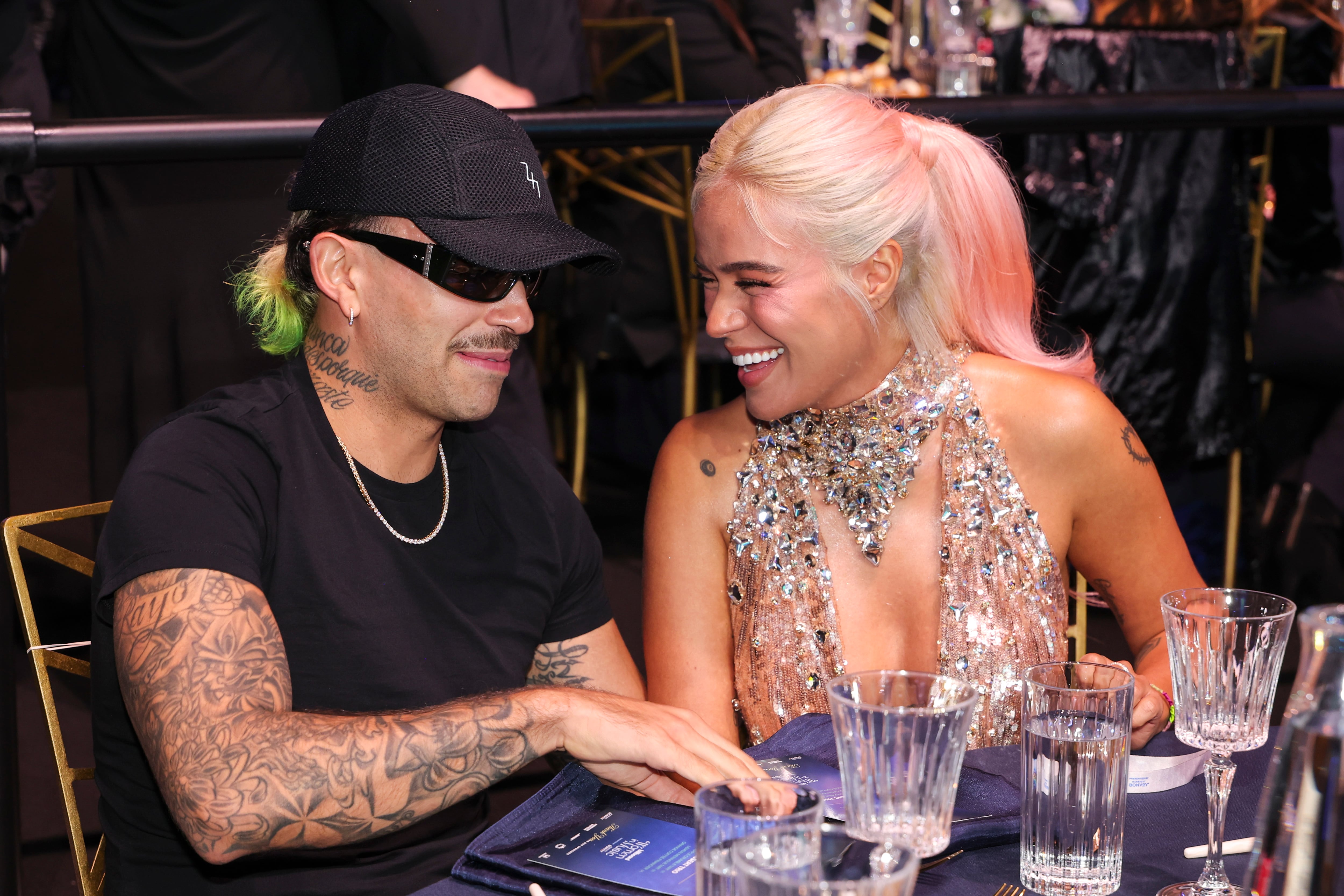 Feid and Karol G at Billboard Women In Music 2024 held at YouTube Theater on March 6, 2024 in Inglewood, California.