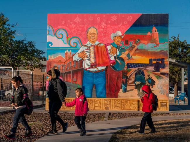 El Corrido del Segundo Barrio a mural celebrating the music and struggles of people in El Pasos El Segundo Barrio in El Paso Texas on November 28, 2018, was painted by Jesus Cimi Alvarado and assisted by Victor Mask Casas in 2012. PAUL RATJE/AFP via Getty Images