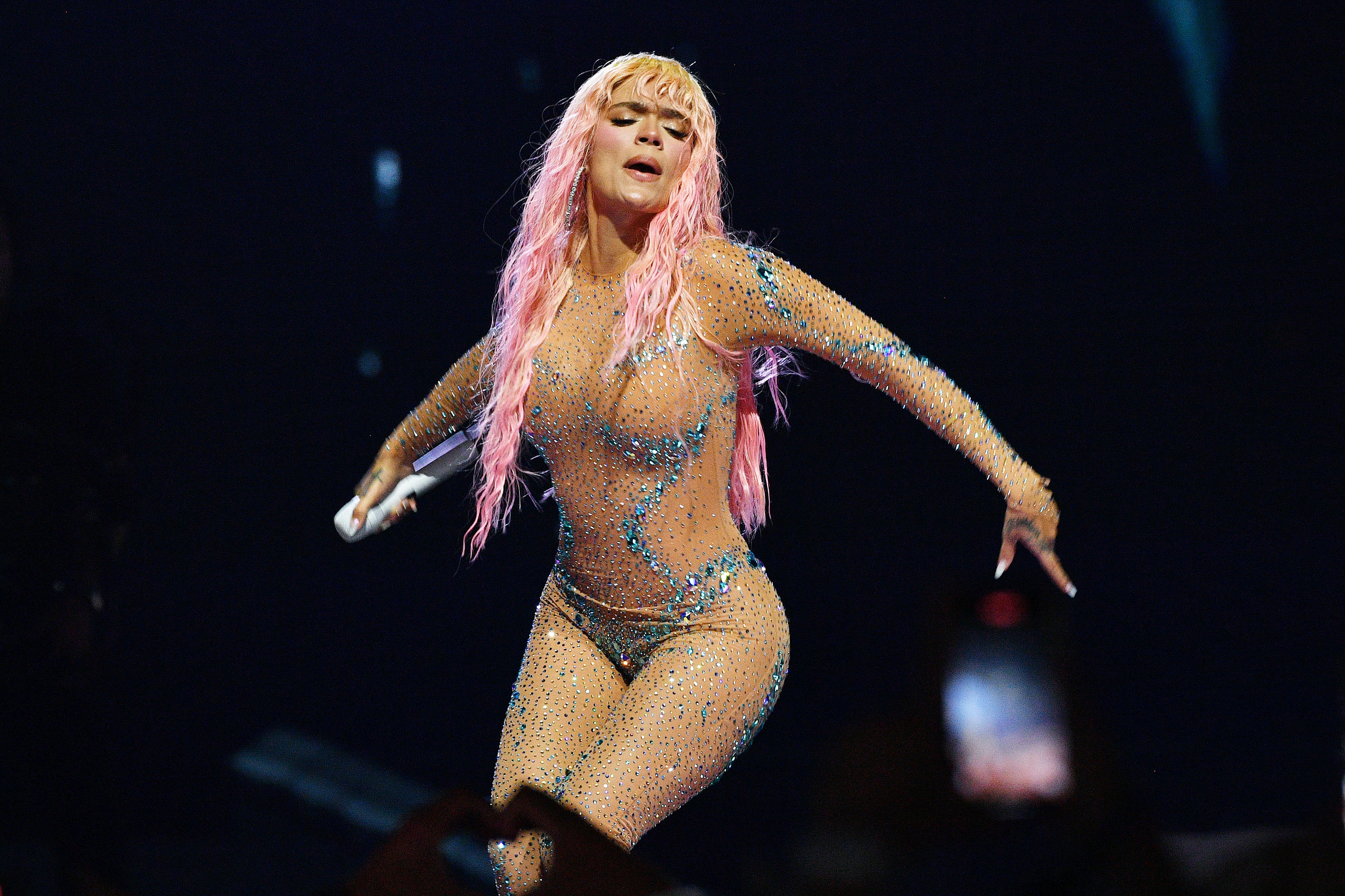 Karol G en el Mañana Será Bonito Tour el 18 de junio en el O2 Arena de Londres, Reino Unido. Jim Dyson/Getty Images