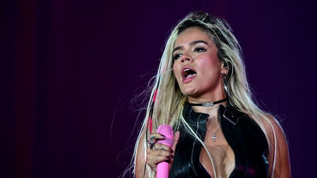 Colombian singer Karol G performs during the Rock in Rio music festival in the Rio 2016 Olympic Park in Rio de Janeiro, Brazil, on September 20, 2024. (Photo by MAURO PIMENTEL / AFP) (Photo by MAURO PIMENTEL/AFP via Getty Images)
