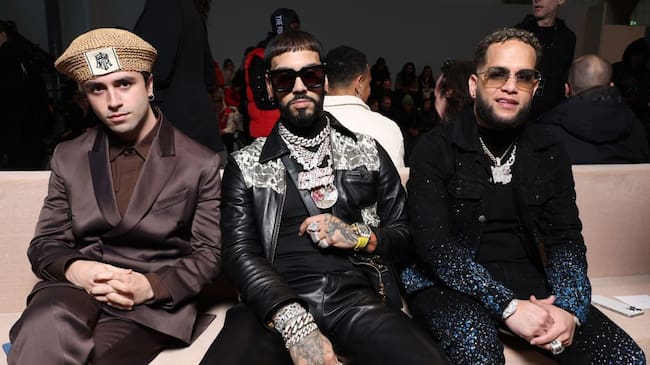Anuel AA attend the Amiri Menswear Fall/Winter 2024-2025 show as part of Paris Fashion Week on January 18, 2024 in Paris, France. Pascal Le Segretain/Getty Images