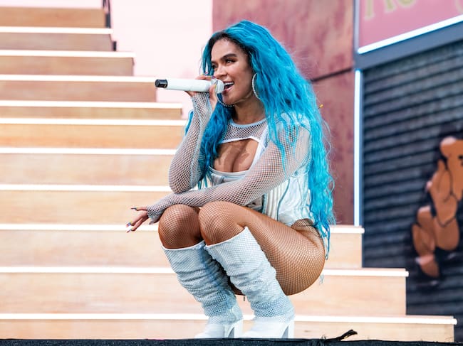 Karol G actúa en el escenario de Coachella durante el Festival de Música y Arte del Valle de Coachella 2022, el 24 de abril de 2022 en Indio, California. (Foto de Timothy Norris/Getty Images para Coachella)