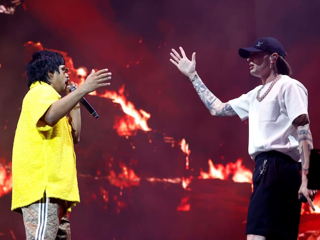 Chencho Corleone performs with Peso Pluma at the Coachella Stage during the 2024 Coachella Valley Music and Arts Festival at Empire Polo Club on April 19, 2024 in Indio, California. Frazer Harrison/Getty Images for Coachella