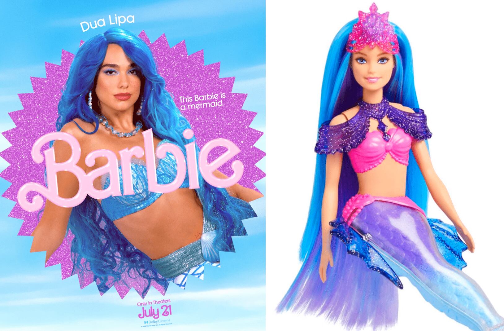 Warner Bros. Studios / <a href="https://shop.mattel.com/products/barbie-mermaid-power-doll-and-accessories-hhg52">Mattel</a>