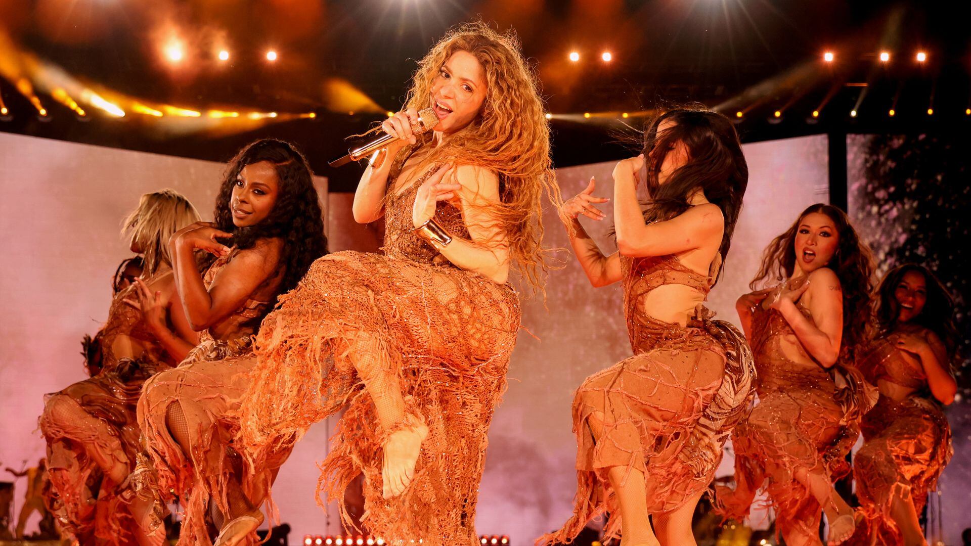 Shakira performs onstage during Shakira: Las Mujeres Ya No Lloran World Tour at Roberto Melendez Metropolitan Stadium on February 20, 2025 in Barranquilla, Colombia. Kevin Mazur/Getty Images for Live Nation