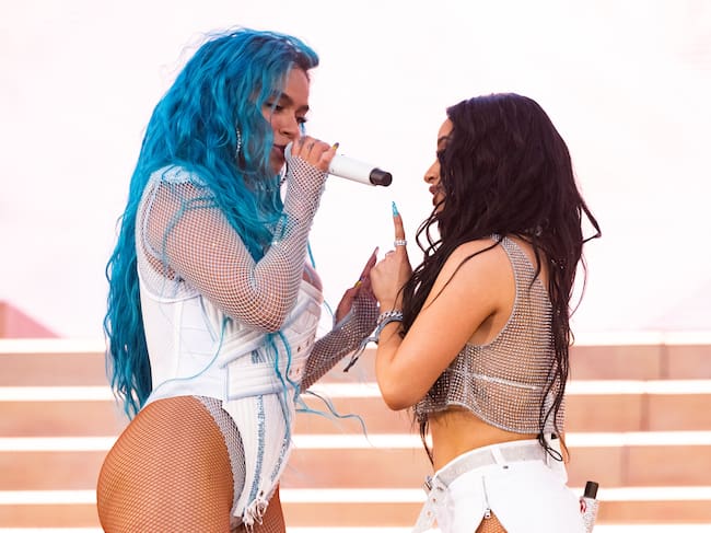 Karol G y Becky G en Coachella en 2022. Scott Dudelson/Getty Images for Coachella
