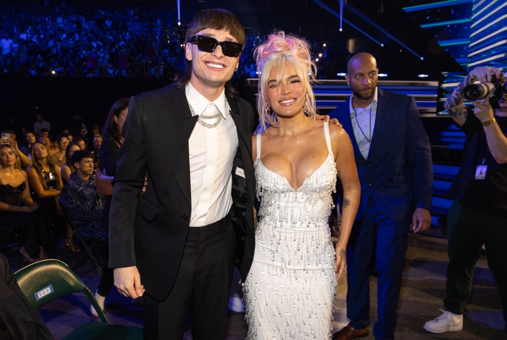 Peso Pluma and Karol G at the Billboard Latin Music Awards 2023 held at Watsco Center on October 5, 2023 in Coral Gables, Florida. Christopher Polk/Billboard via Getty Images)