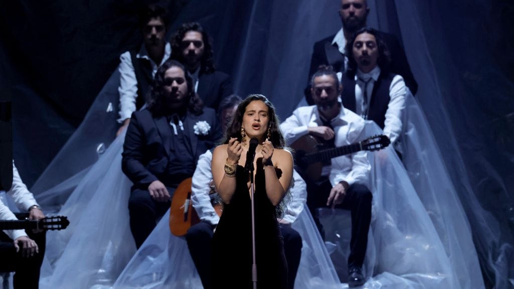 Rosalía performs onstage during The 24th Annual Latin Grammy Awards on November 16, 2023 in Seville, Spain. Kevin Winter/Getty Images.
