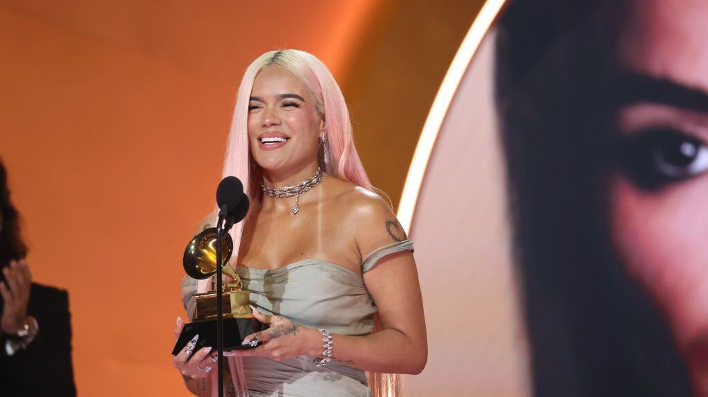 Karol G accepts the Best Música Urbana Album award for “Mañana Será Bonito” onstage during the 66th GRAMMY Awards at Crypto.com Arena on February 04, 2024 in Los Angeles, California. Kevin Mazur/Getty Images for The Recording Academy