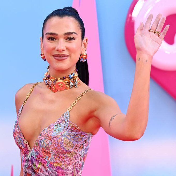 LONDON, ENGLAND - JULY 12: Dua Lipa attends the "Barbie" European Premiere at Cineworld Leicester Square on July 12, 2023 in London, England. (Photo by Joe Maher/Getty Images)