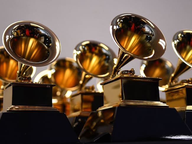 Los trofeos de los Premios Grammy durante la 64.ª edición de los Premios Grammy en el MGM Grand Garden Arena de Las Vegas el 3 de abril de 2022.