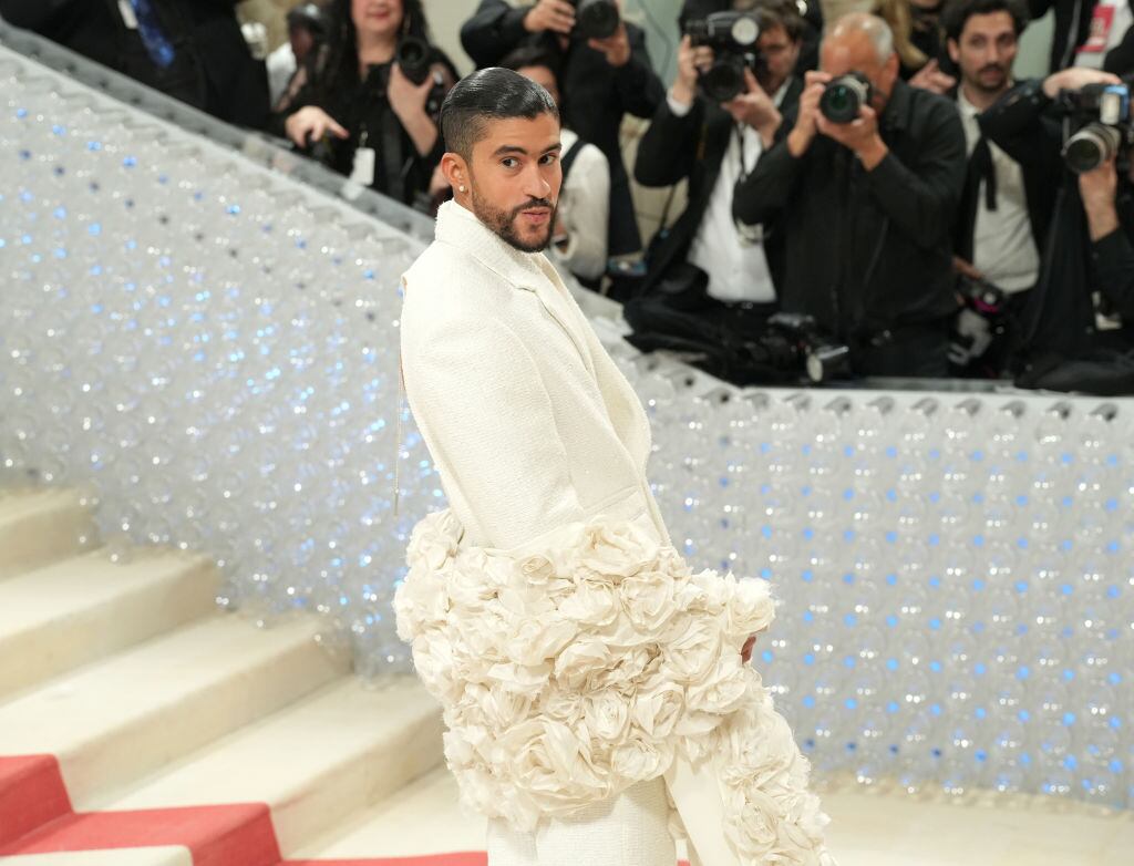Bad Bunny attends The 2023 Met Gala Celebrating «Karl Lagerfeld: A Line Of Beauty» at The Metropolitan Museum of Art on May 01, 2023 in New York City. Sean Zanni/Patrick McMullan via Getty Images