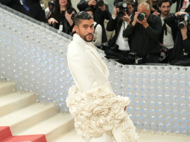 Bad Bunny attends The 2023 Met Gala Celebrating «Karl Lagerfeld: A Line Of Beauty» at The Metropolitan Museum of Art on May 01, 2023 in New York City. Sean Zanni/Patrick McMullan via Getty Images