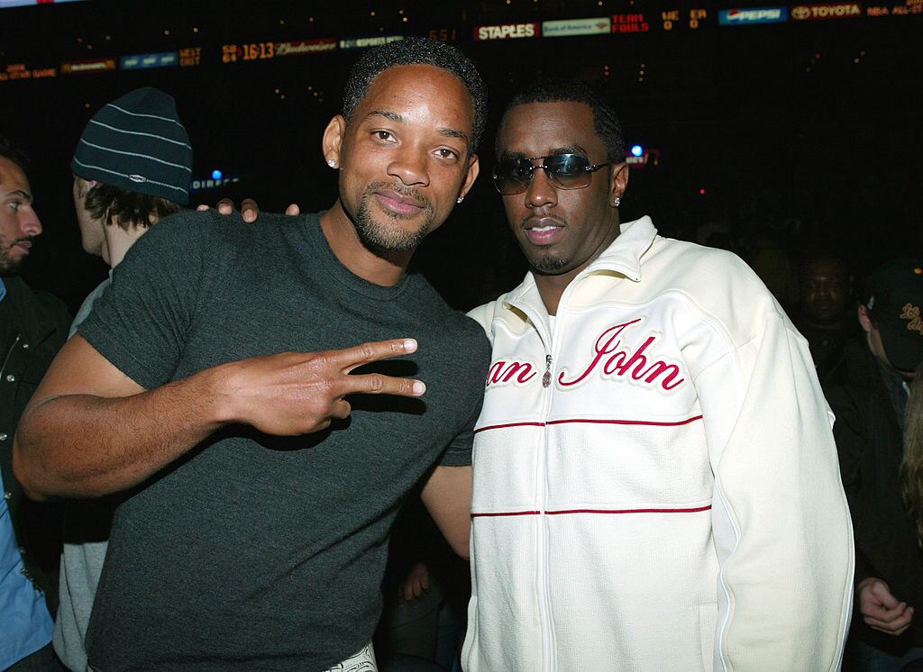 Will Smith and recording artist and Sean «P Diddy» Combs attend the 2004 NBA All-Star Game held at the Staples Center, February 15, 2004 in Los Angeles, California. Frank Micelotta/Getty Images