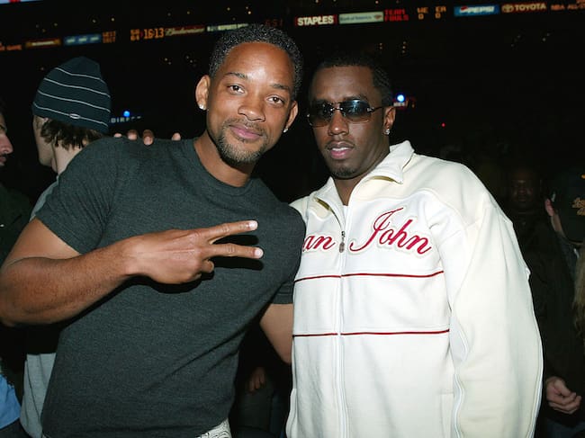 Will Smith and recording artist and Sean «P Diddy» Combs attend the 2004 NBA All-Star Game held at the Staples Center, February 15, 2004 in Los Angeles, California. Frank Micelotta/Getty Images