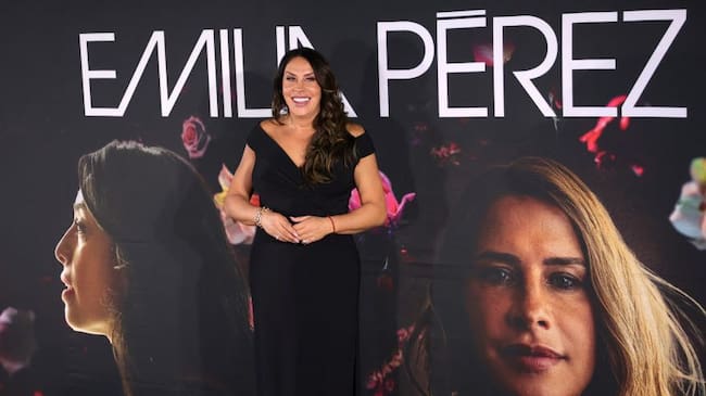 Karla Sofía Gascón poses for photo during a Press Conferece of ‘Emilia Pérez’ film at Cinepolis Plaza Carso on January 15, 2025 in Mexico City, Mexico. Medios y Media/Getty Images
