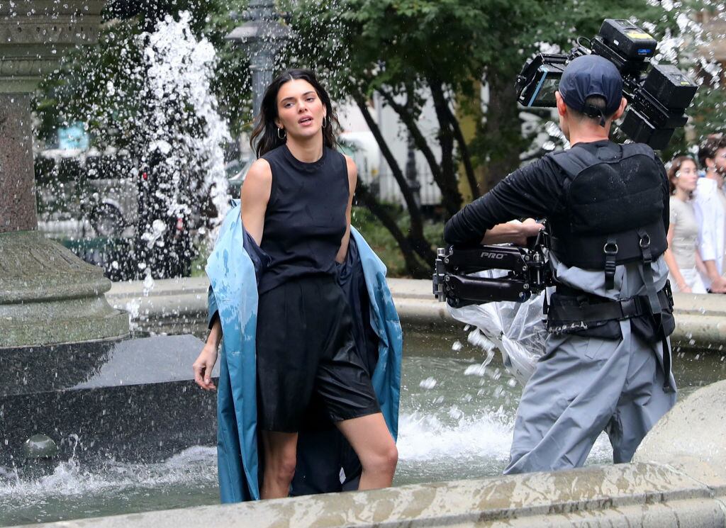 Kendall Jenner is seen on a shoot for Calvin Klein on October 08, 2023 in New York City. Jose Perez/Bauer-Griffin/GC Images