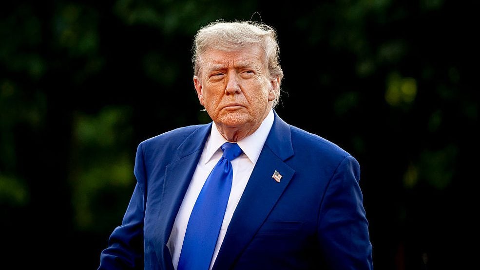 Donald Trump arrives at Huis ten Bosch Palace for a dinner during the NATO Summit 2025 on June 24, 2025 in The Hague, Netherlands. Patrick van Katwijk/Getty Images
