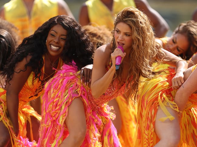 Shakira actúa durante el espectáculo del descanso de la final de la Copa Mundial de la FIFA 2026 entre España y Argentina, en el New York New Jersey Stadium, el 19 de julio de 2026, en East Rutherford, Nueva Jersey, Estados Unidos. (