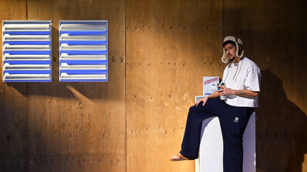 THE TONIGHT SHOW STARRING JIMMY FALLON — Episode 2077 — Pictured: Musical guest Bad Bunny performs on Monday, January 13, 2025.  Todd Owyoung/NBC via Getty Images