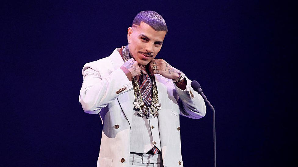 Honoree Rauw Alejandro accepts his Vision Award onstage during The 38th Annual Hispanic Heritage Awards on September 04, 2025 in Washington, DC. Paul Morigi/Getty Images for Hispanic Heritage Foundation