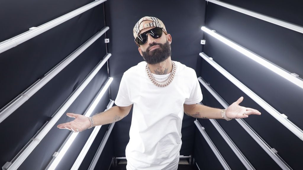 Arcangel poses during a press conference to announce the release of his new single ‘Te Esperare’ at Gibson Studio on August 14, 2019 in Miami, Florida. (John Parra/Getty Images)