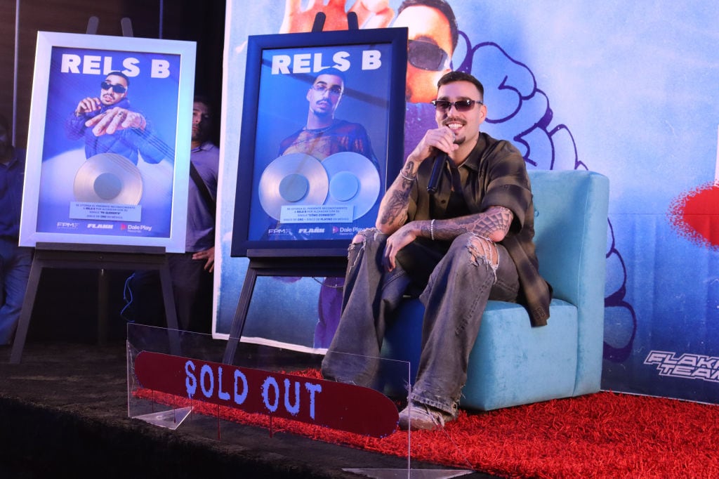 Rels B during a press conference on May 5, 2023 in Mexico City. Adrián Monroy/Getty.