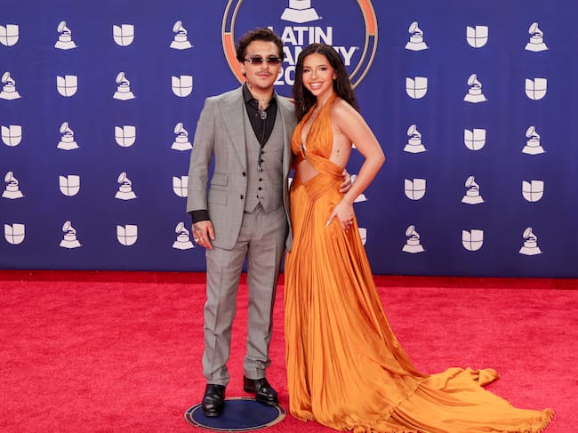 Christian Nodal y Ángela Aguilar en los Latin Grammys 2025. Christopher Polk/Billboard via Getty Images