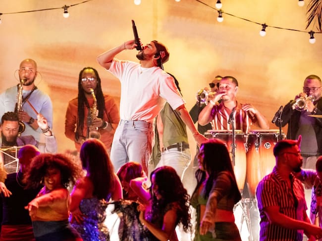 Bad Bunny performs during the 65th GRAMMY Awards / Timothy Norris / Getty Images