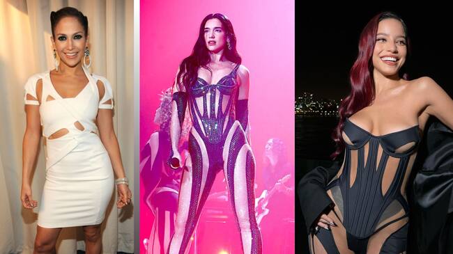 JLo in 2009 Vs. Dua Lipa & Emilia in 2023. Getty Images / Instagram.