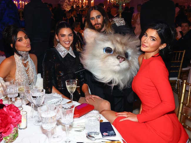 Kim Kardashian, Kendall Jenner, Jared Leto and Kylie Jenner attend The 2023 Met Gala. Arturo Holmes/MG23/Getty Images