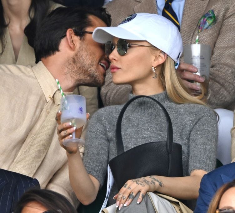 Jonathan Bailey and Ariana Grande in the Wimbledon 2023 men’s final in London, England. Karwai Tang/Getty.